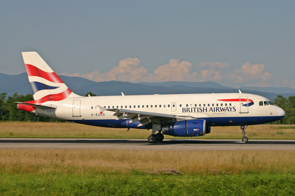 British Airways, G-EUOG, Airbus A319-131, msn: 1594, 21.Juni 2008, BSL Basel - Mühlhausen, Switzerland.