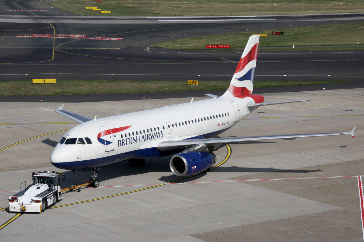 British Airways, G-EUOI, Airbus, A 319-111, DUS-EDDL, Düsseldorf, 21.08.2019, Germany 