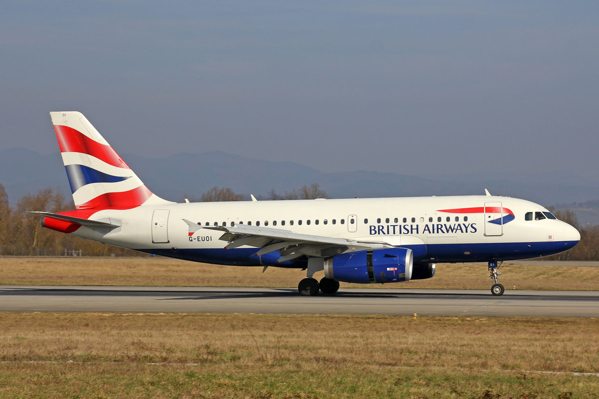British Airways, G-EUOI, Airbus A319-131, msn: 1606, 14.März 2017, BSL Basel, Switzerland.
