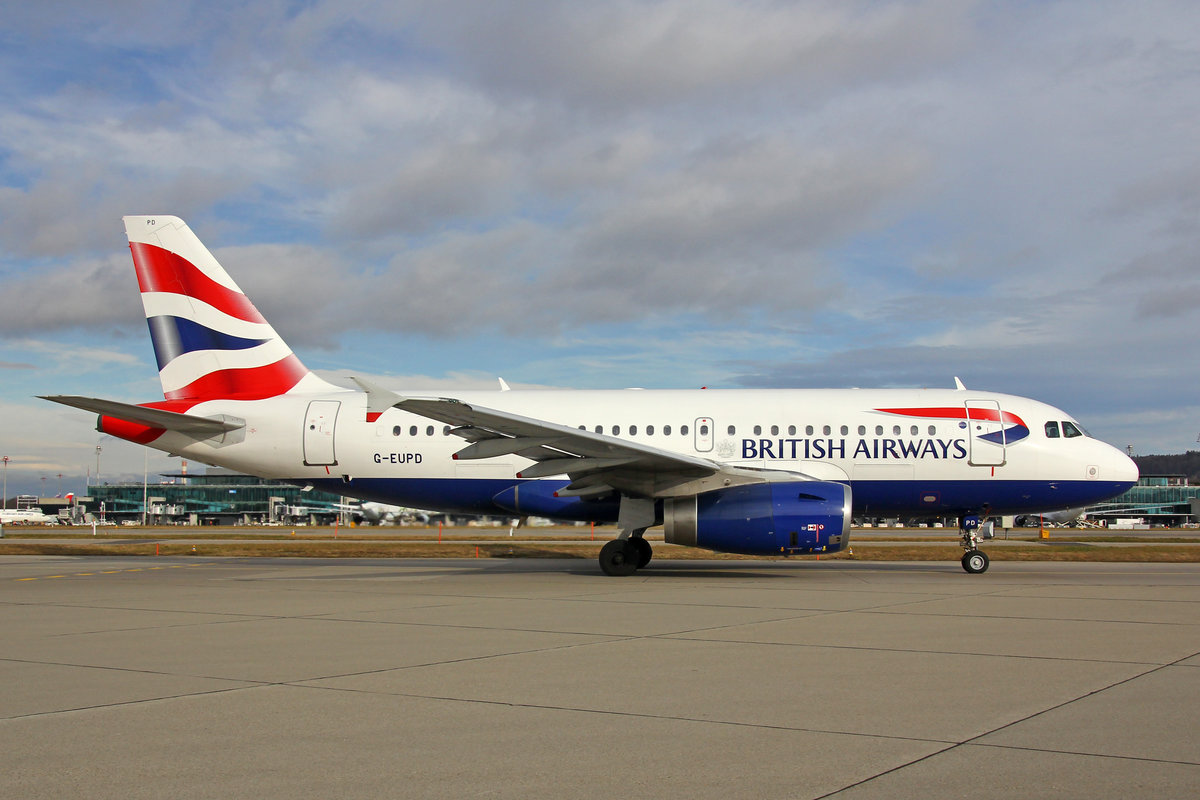British Airways, G-EUPD, Airbus A319-131, 01.Februar 2020, ZRH Zürich, Switzerland.
