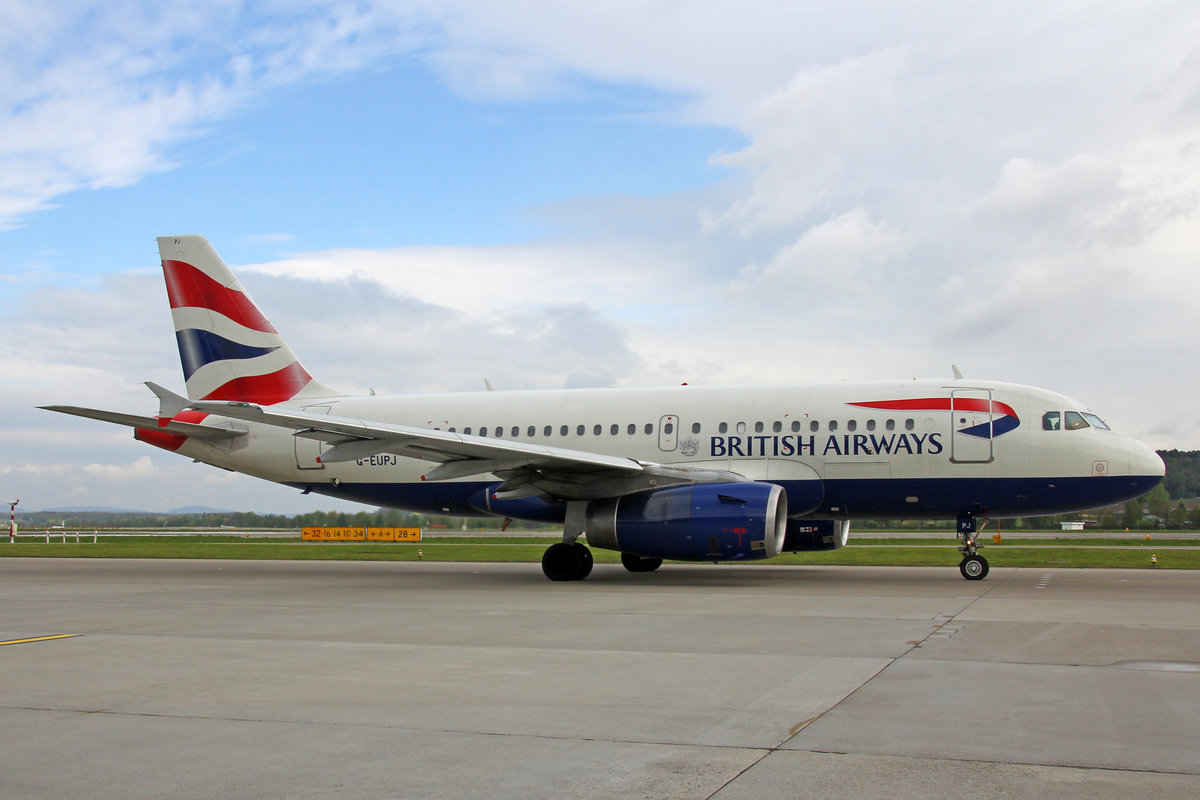 British Airways, G-EUPJ, Airbus A319-131, msn: 1232, 17.April 2017, ZRH Zürich, Switzerland.