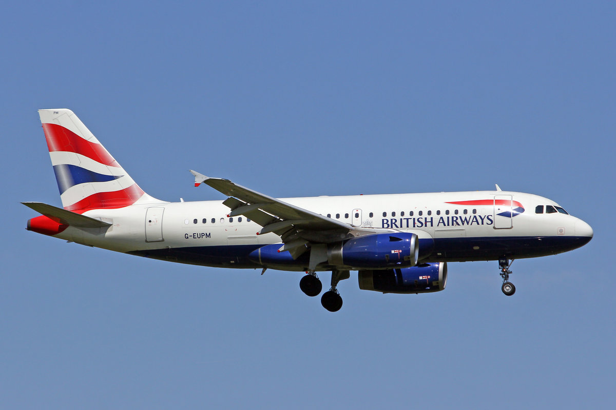 British Airways, G-EUPM, Airbus A319-131, msn: 1258, 21.Mai 2018, ZRH Zürich, Switzerland.