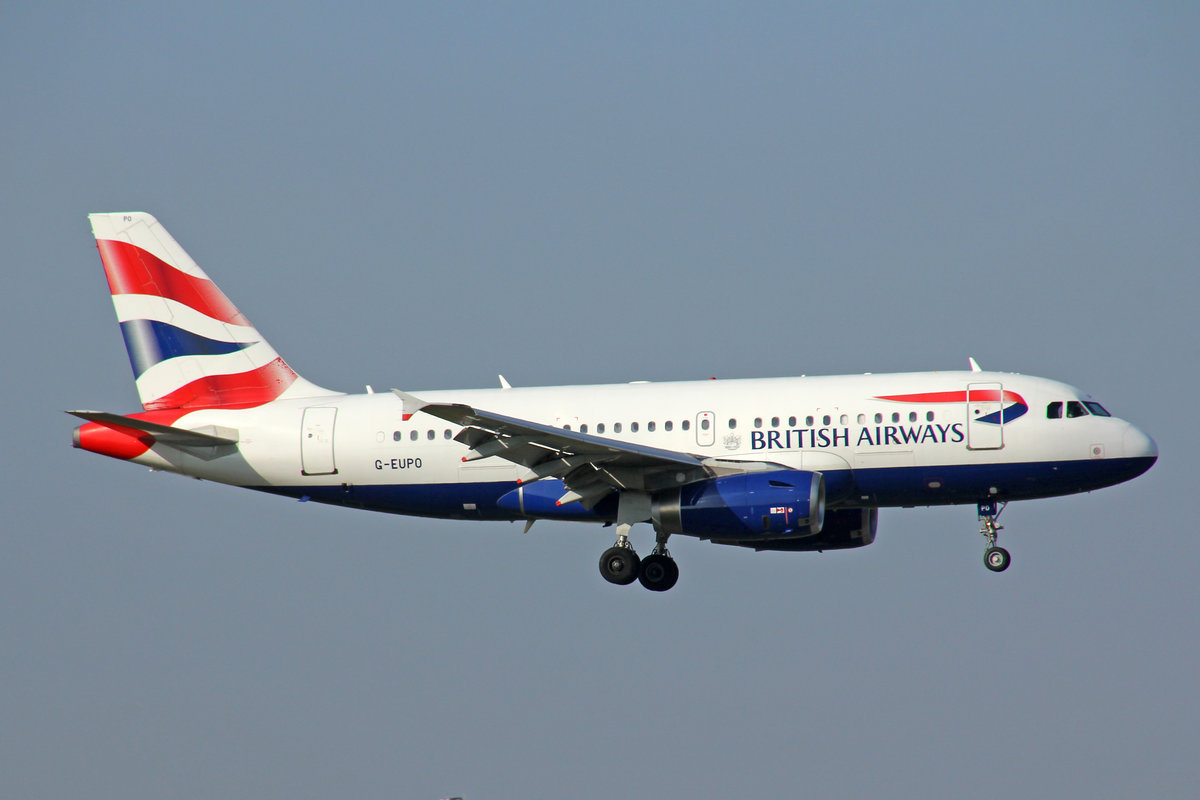 British Airways, G-EUPO, Airbus, A319-131, msn: 1279, 30.September 2020, MXP Milano-Malpensa, Italy.