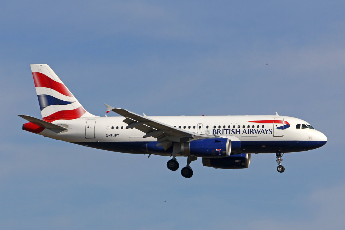 British Airways, G-EUPT, Airbus A319-131, msn: 1300, 22.Februar 2020, ZRH Zürich, Switzerland.