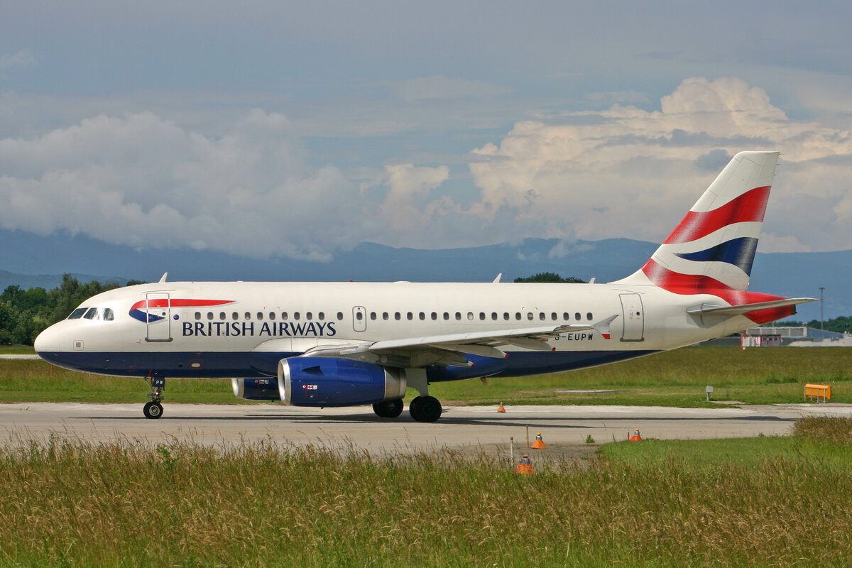 British Airways, G-EUPW, Airbus A319-131, msn; 1440, 11.Juni 2008, GVA Genève, Switzerland.