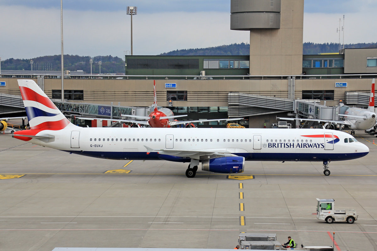 British Airways, G-EUXJ, Airbus A321-231, 17.April 2017, ZRH Zürich, Switzerland.
