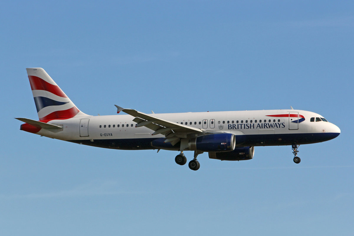 British Airways, G-EUYA, Airbus A320-232 msn: 3697, 22.Februar 2020, ZRH Zürich, Switzerland.