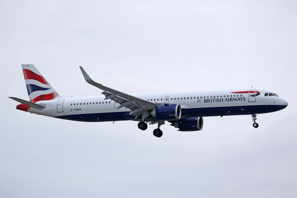 British Airways, G-TNEB, Airbus A321-251NX, msn: 11585, 15.Januar 2024, ZRH Zürich, Switzerland.