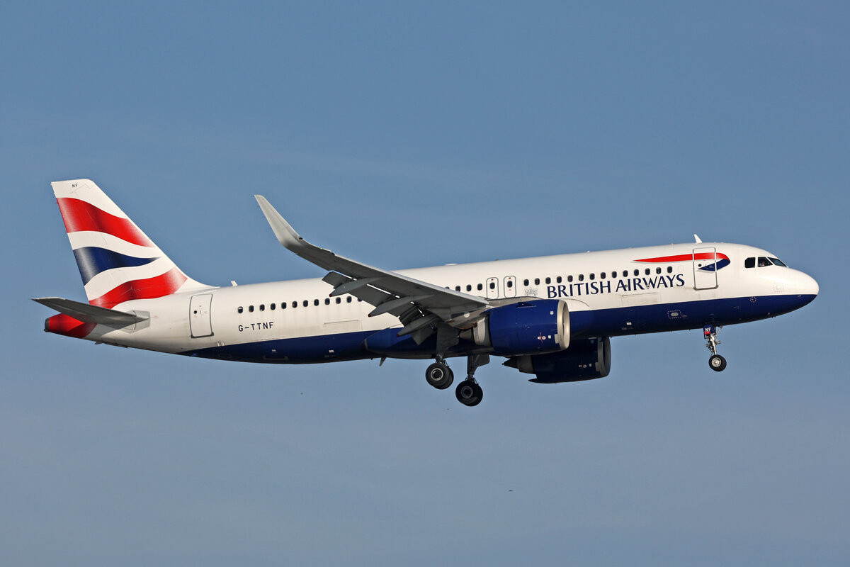 British Airways, G-TTNF, Airbus A320-251N, msn: 8408, 14.Januar 2024, ZRH Zürich, Switzerland.