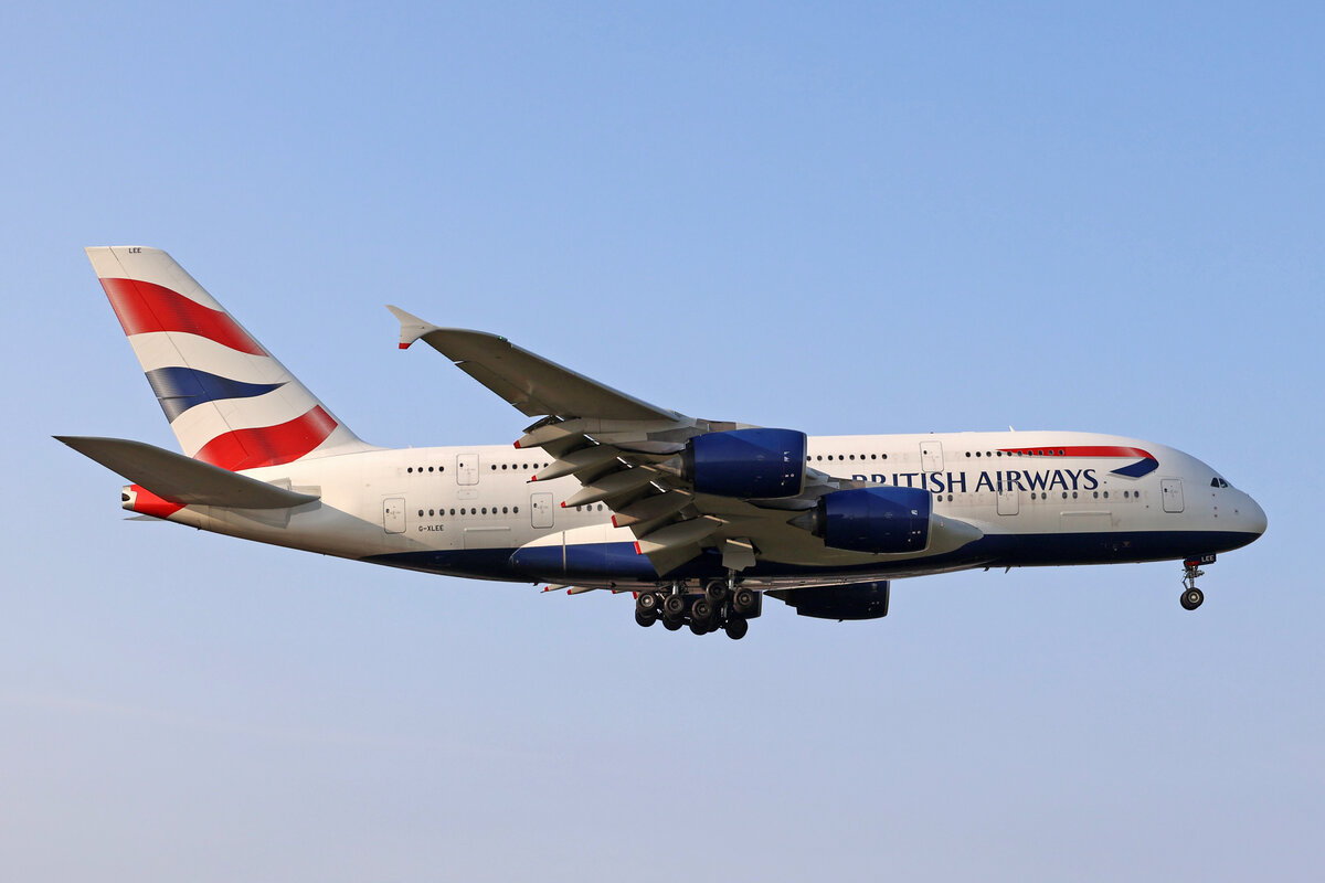 British Airways, G-XLEE, Airbus A380-841, msn: 148, 03.Juli 2023, LHR London Heathrow, United Kingdom.