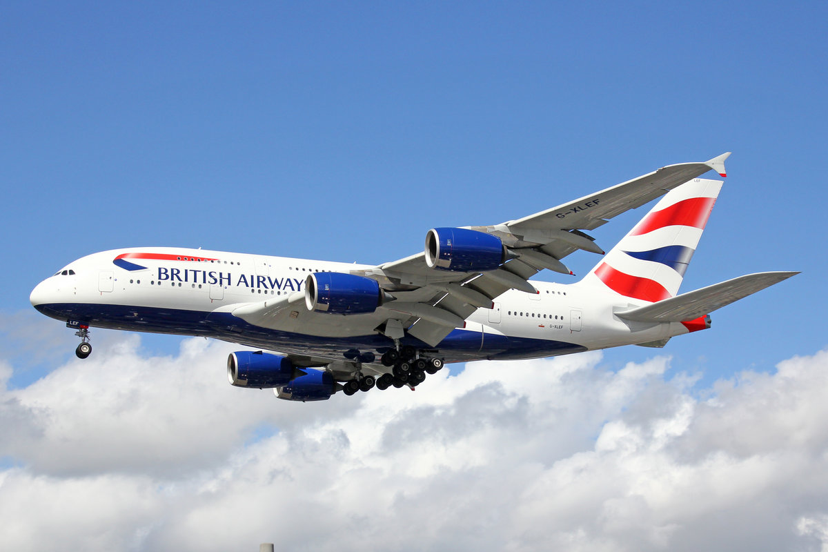 British Airways, G-XLEF, Airbus A380-841, 01.Juli 2016, LHR London Heathrow, United Kingdom.