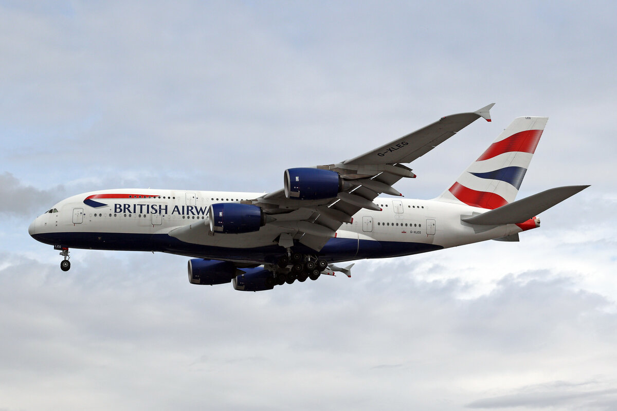 British Airways, G-XLEG, Airbus A380-841, msn: 161, 04.Juli 2023, LHR London Heathrow, United Kingdom.