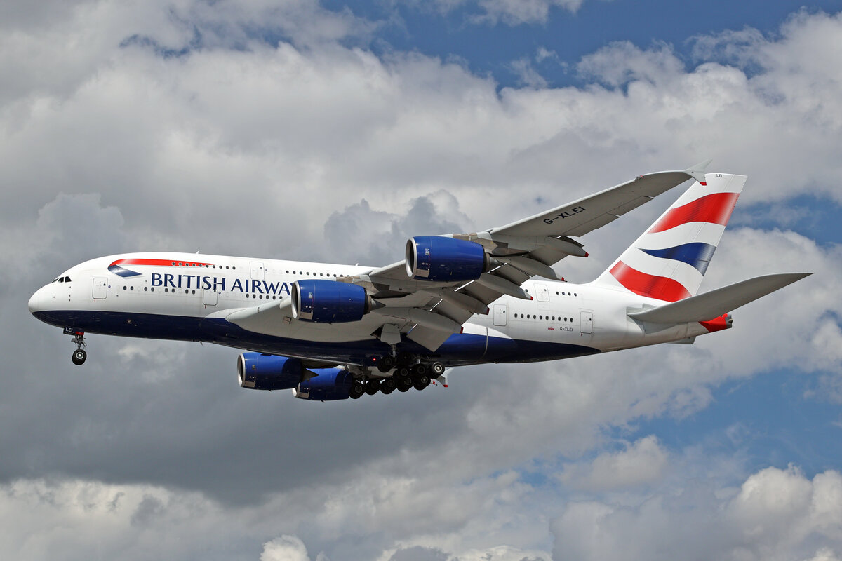 British Airways, G-XLEI, Airbus A380-841, msn: 173, 05.Juli 2023, LHR London Heathrow, United Kingdom.