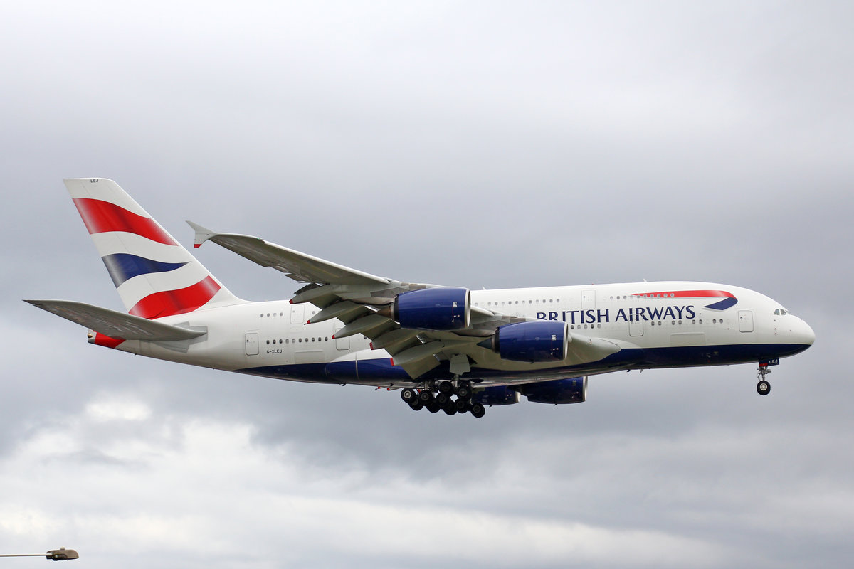 British Airways, G-XLEJ, Airbus A380-841, 01.Juli 2016, LHR London Heathrow, United Kingdom.