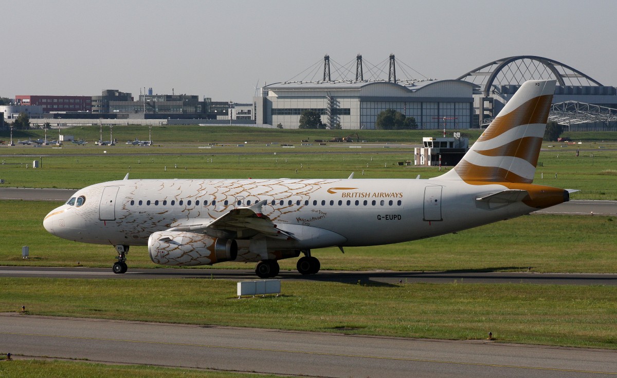 British Airways,G-EUPD,(c/n 1142),Airbus A319-131,04.09.2014,HAM-EDDH,Hamburg,Germany(Olympic Dove cs)