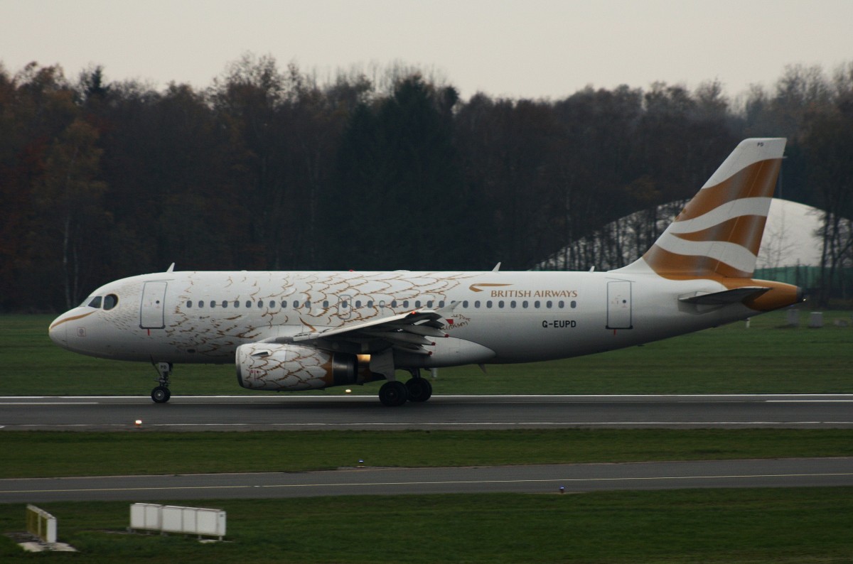British Airways,G-EUPD,(c/n 1142),Airbus A319-131,22.11.2014,HAM-EDDH,Hamburg,Germany(Olympic Dove cs.)