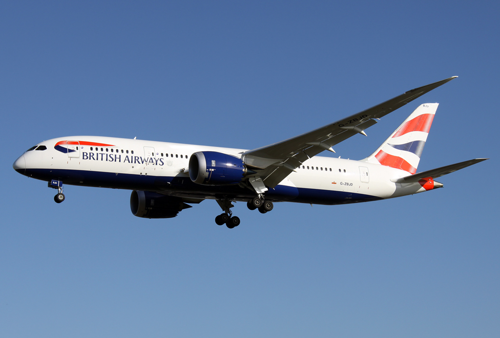 
British B-787 G-ZBJD im Anflug auf 27L in LHR / EGLL / London Heathrow am 22.02.2014