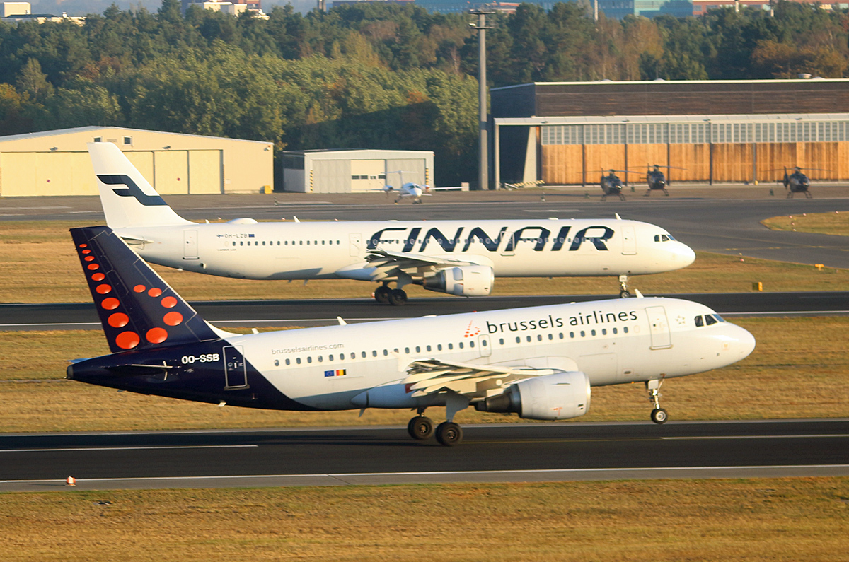 Brussels Airlines, Airbus A 319-111, OO-SSB, Finnair, Airbus A 321-211, OH-LZB, TXL, 11.10.2018