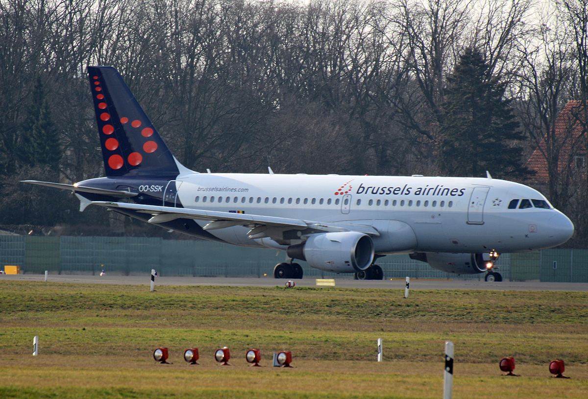 Brussels Airlines, Airbus A 319-112, OO-SSK, TXL, 15.02.2020