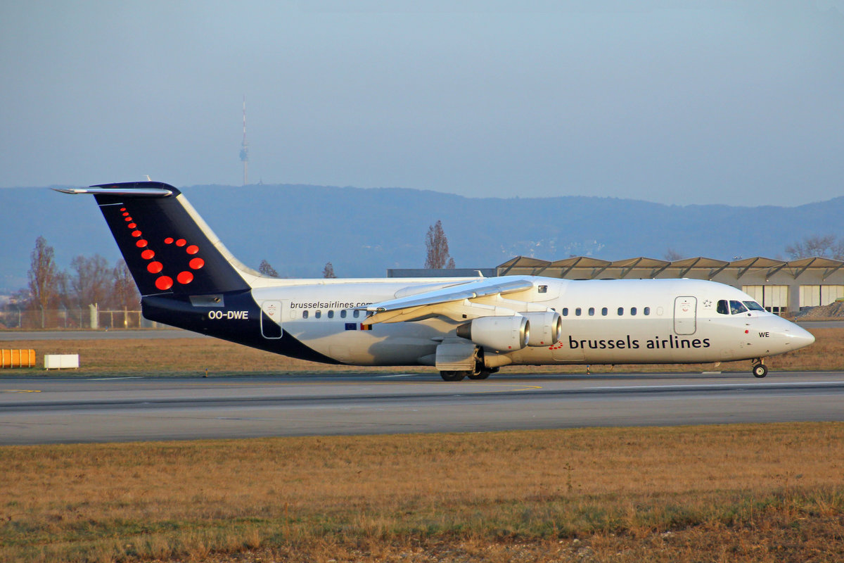 Brussels Airlines, OO-DWE, BAe Avro RJ100, 14.März 2017, BSL Basel, Switzerland.