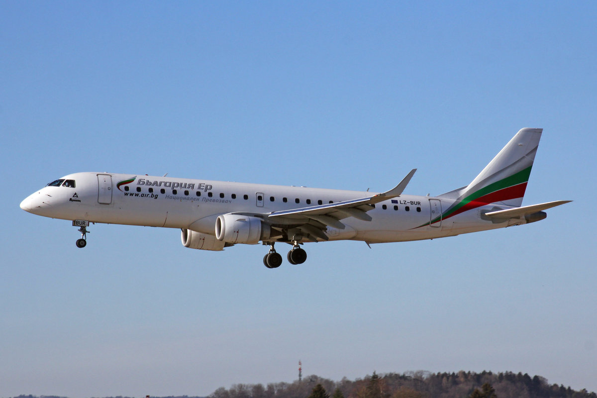 Bulgaria Air, LZ-BUR, Embraer Emb-190IGW, 24.Februar 2019, ZRH Zürich, Switzerland.