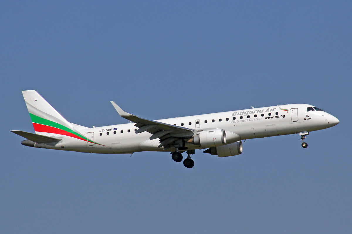 Bulgaria Air, LZ-SOF, Embraer Emb-190IGW, 13.September 2016, ZRH Zürich, Switzerland.