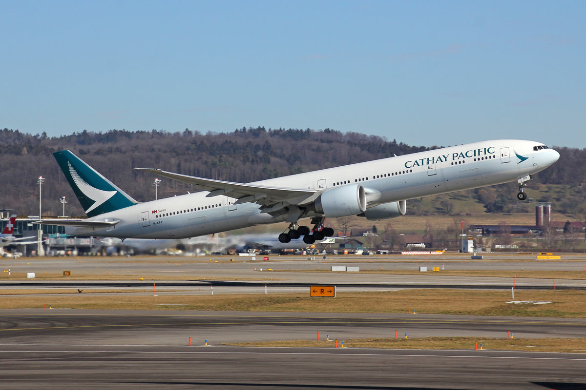 Cathay Pacific, B-KPP, Boeing 777-367ER, msn: 36164/845, 24.Februar 2019, ZRH Zürich, Switzerland.