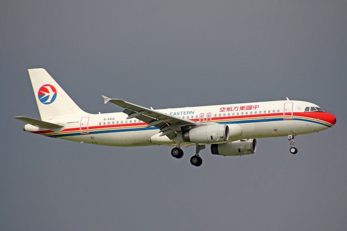 China Eastern Airlines, B-6616, Airbus A320-232, 09.August 2016, BKK Bangkok Suvarnabhumi, Thailand.