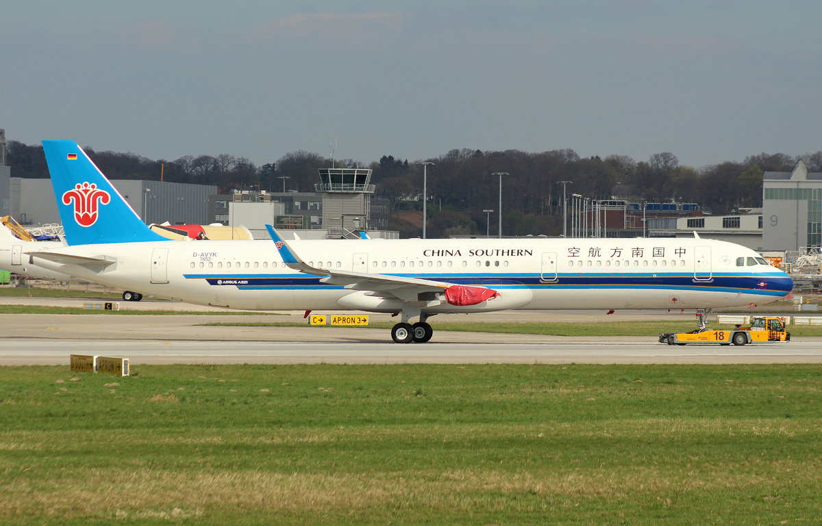 China Southern, D-AVYK, Reg.B-8952, MSN 7652,Airbus A 321-211(SL), 04.04.2017, XFW-EDHI, Hamburg-Finkenwerder, Germany 