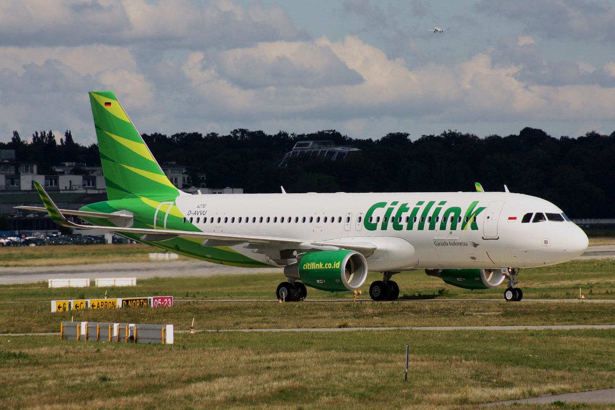 Citilink Garuda Indonesia , D-AVVU, Reg.PK-GQE, (c/n 6270), Airbus A 320-214 (SL), 11.09.2014, XFW-EDHI, Hamburg -Finkenwerder, Germany 