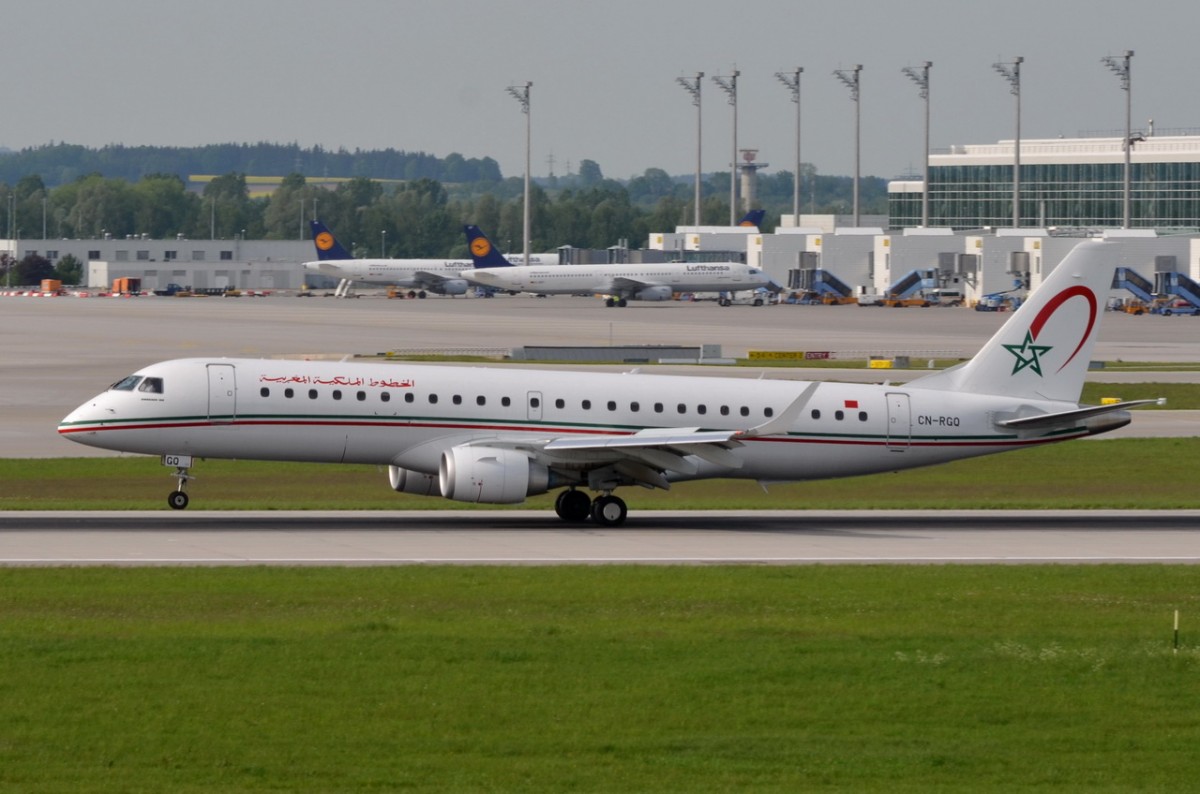 CN-RGQ Royal Air Maroc Embraer ERJ-190AR (ERJ-190-100 IGW)  bei der Landung in München am 12.05.2015