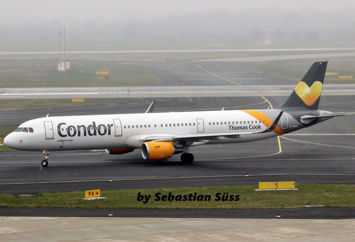 Condor A321SL D-AIAC arrives from Djerba at Dusseldorf. 6.4.15