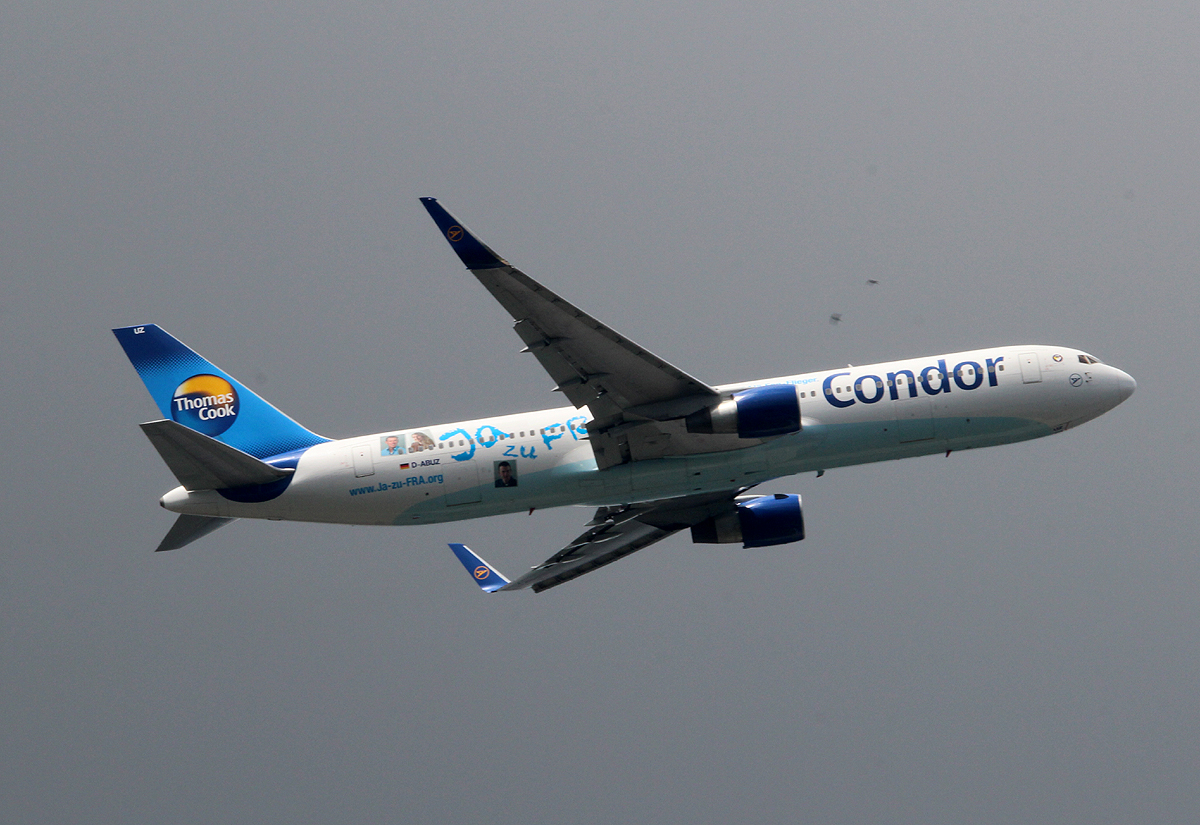 Condor B 767-330(ER) D-ABUZ beim Start in Frankfurt am 10.06.2013
