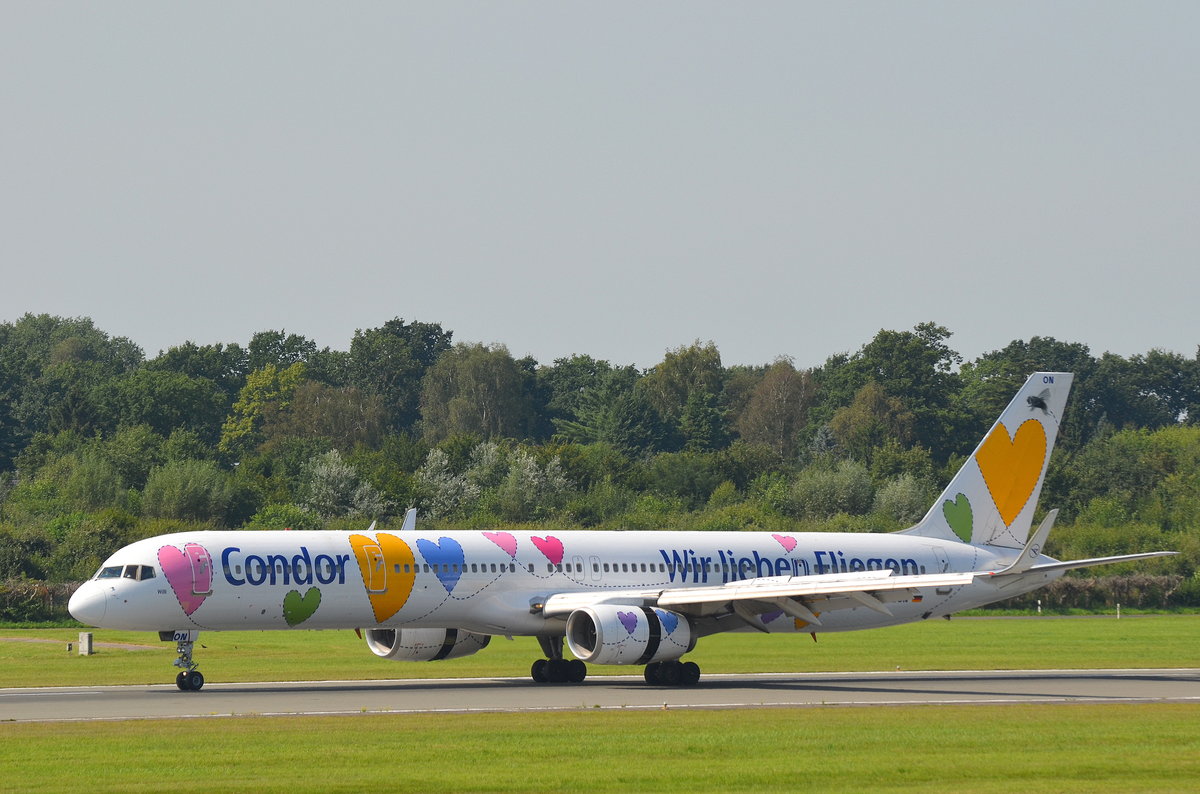 Condor Boeing 757300 DABON (Willi) am 28.08.16 in Hamburg Fuhlsbüttel
