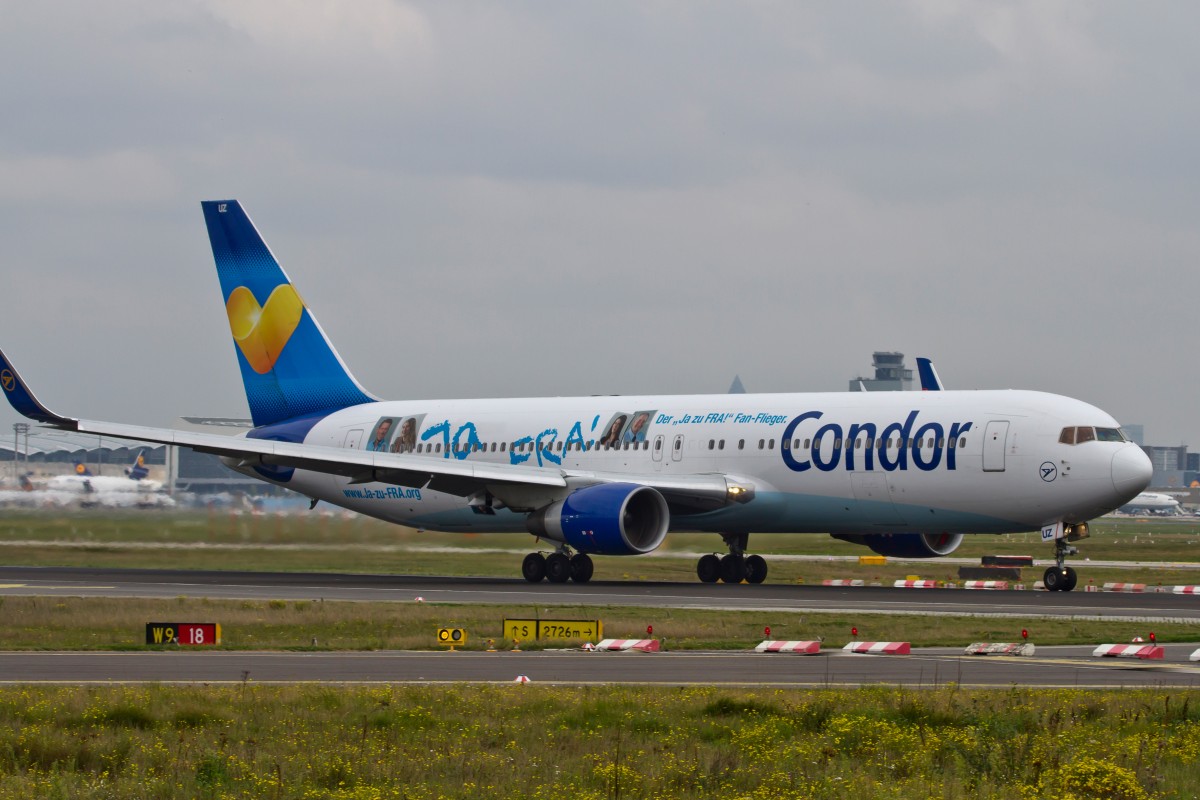 Condor, D-ABUZ, Boeing, 767-300 ER (Der  Ja zu FRA  FanFlieger ~ Misch-Lkrg.), 15.09.2014, FRA-EDDF, Frankfurt, Germany