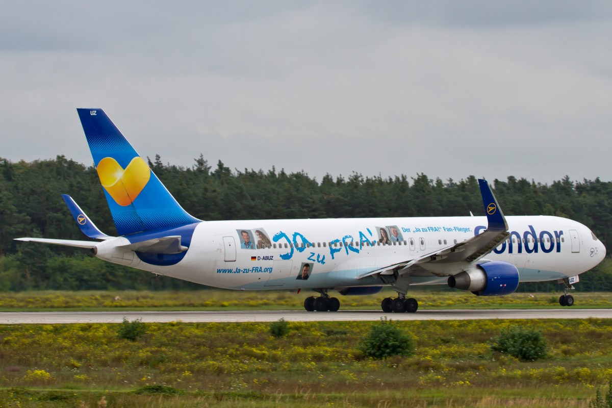 Condor, D-ABUZ, Boeing, 767-300 ER (Der  Ja zu FRA  FanFlieger ~ Misch-Lkrg.), 15.09.2014, FRA-EDDF, Frankfurt, Germany