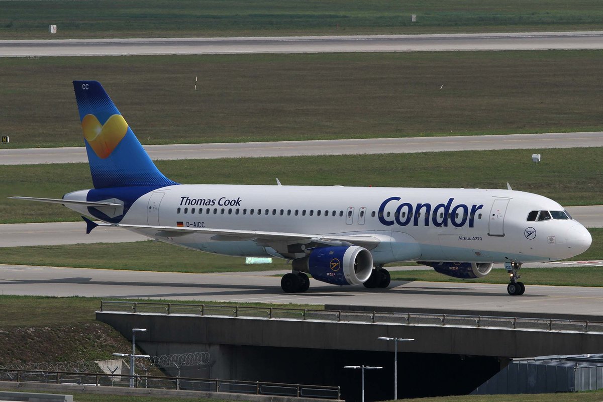 Condor, D-AICC, Airbus, A 320-212, ~ weiß-blaue TC-Lkrg., MUC-EDDM, München, 05.09.2018, Germany