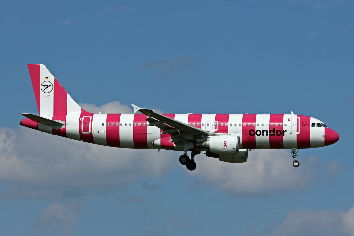 Condor, D-AICS, Airbus A320-214, msn: 4478,  Breast Cancer Awareness , 24.August 2025, ZRH Zürich, Switzerland.