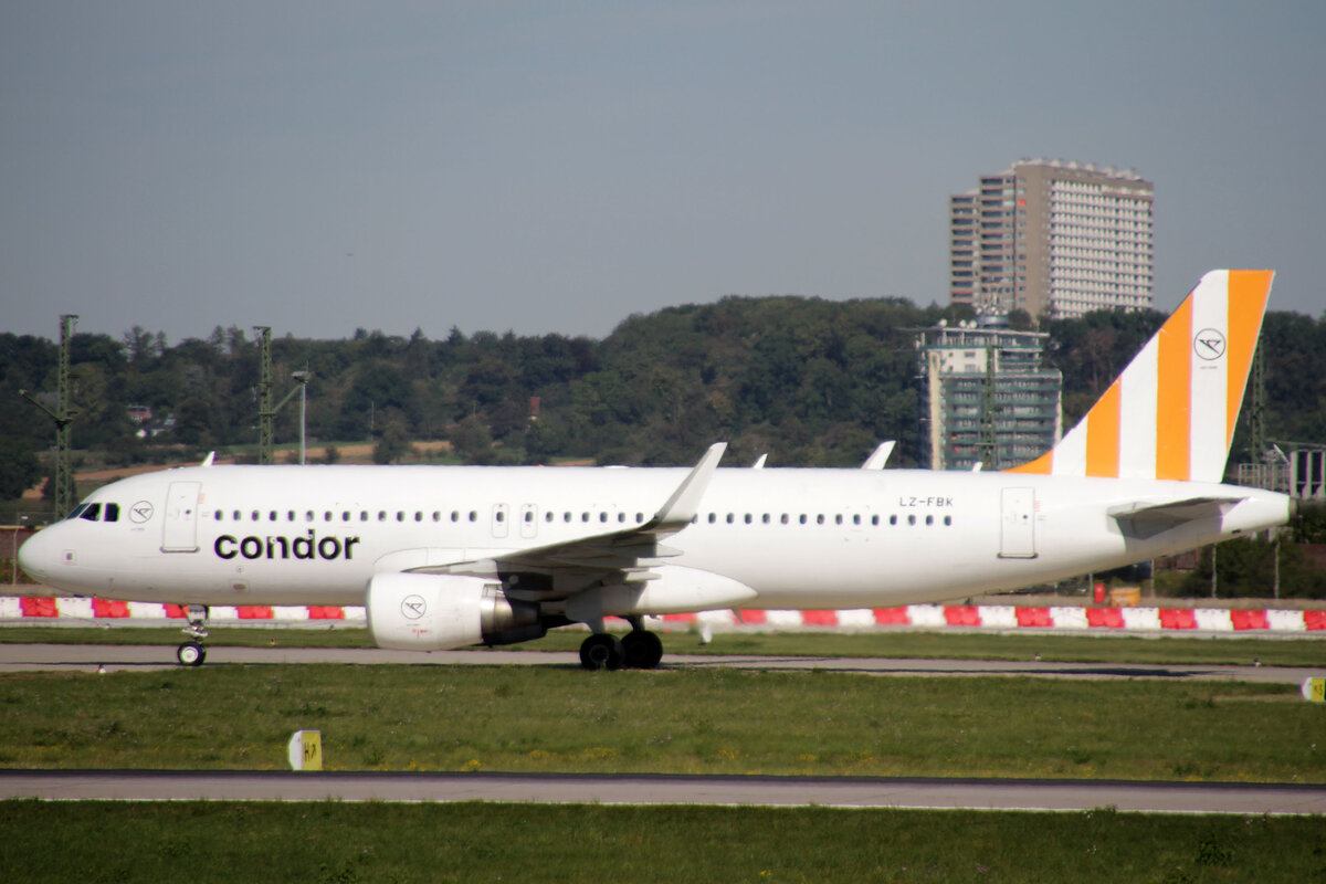 Condor (DE-CFGB) lsf Bulgaria Air (FB-LZB), LZ-FBK, Airbus, A 320-214 sl, 25.09.2023, EDDS-STR, Stuttgart, Germany