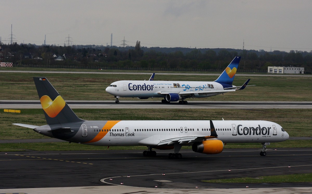 Condor,D-ABOL,(c/n 29021),Boeing 757-330(WL),11.04.2015,DUS-EDDL,Düsseldorf,Germany(hinten:Condor,D-ABUZ,B767-330(WL)