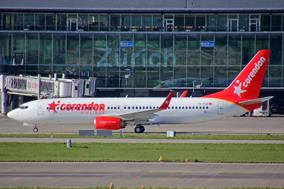 Corendon Air, TC-TJV, Boeing 737-86J, msn: 37740/2638, 18.April 2022, ZRH Zürich, Switzerland.