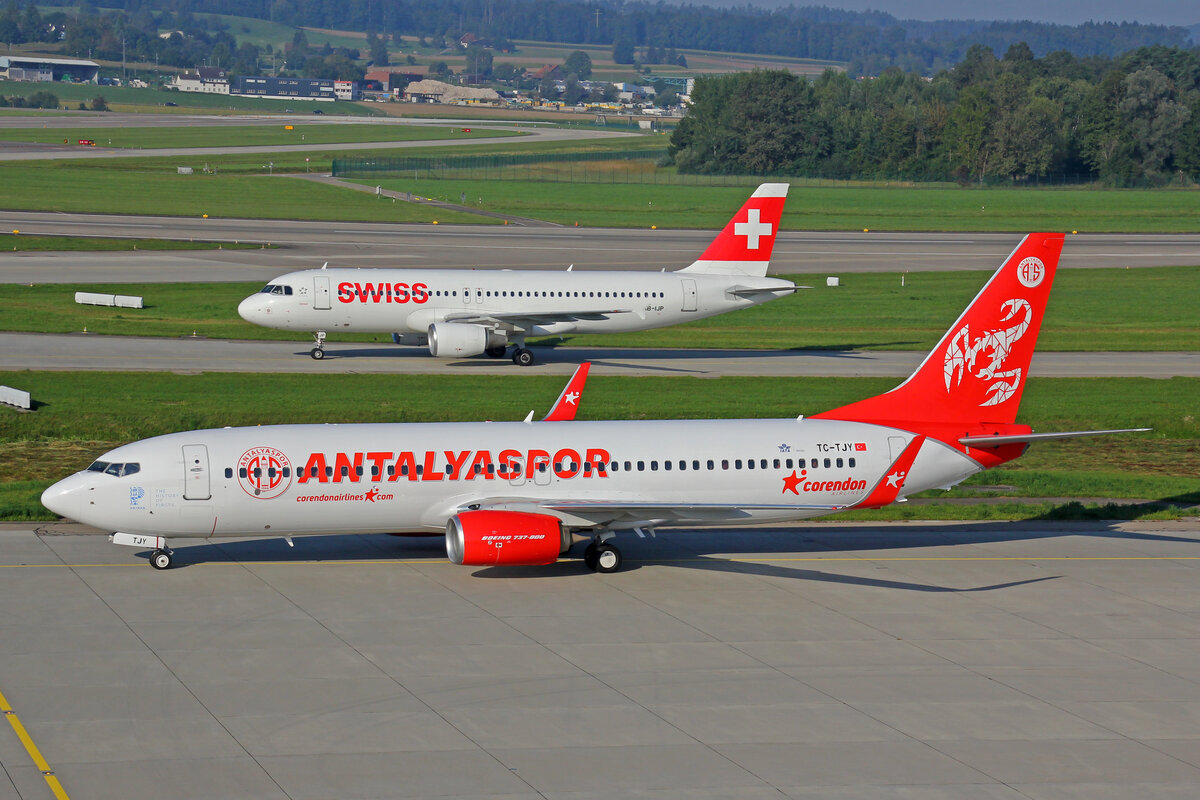 Corendon Airlines, TC-TJY, Boeing 737-8AS, msn: 34991/3780,  Antalya Spor , 04.September 2021, ZRH Zürich, Switzerland.