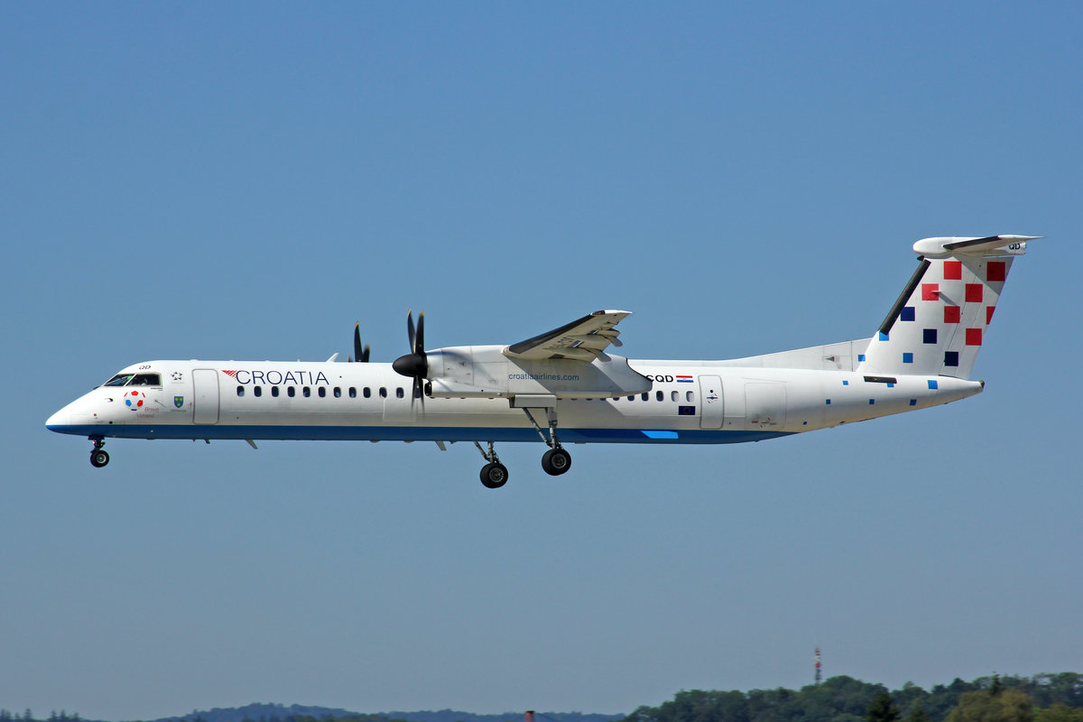 Croatia Airlines, 9A-CQD, Bombardier DHC-8-402,  Dalmacija , 21.August 2020, ZRH Zürich, Switzerland.