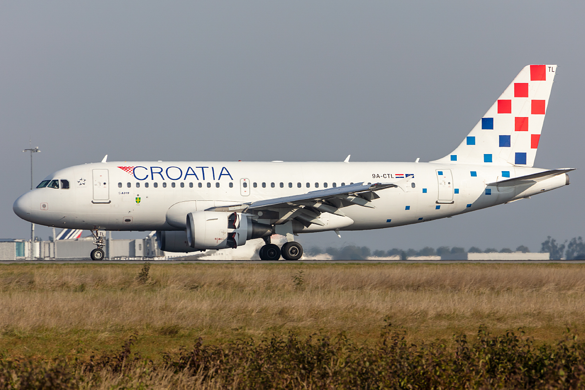 Croatia Airlines, 9A-CTL, Airbus, A319-112, 10.10.2021, CDG, Paris, France