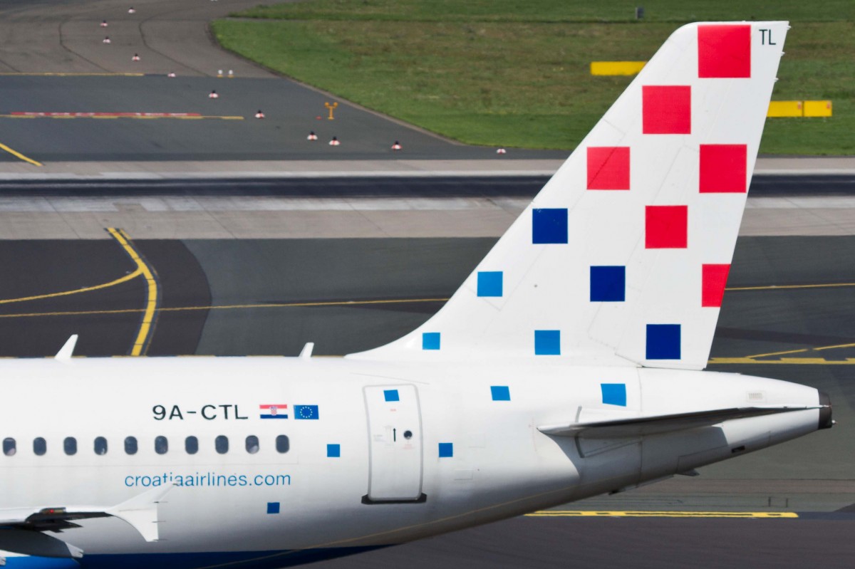 Croatia Airlines (OU-CTN), 9A-CTL  Pula , Airbus, A 319-112 (Seitenleitwerk/Tail ~ 25-years godina - Sticker), 22.08.2015, DUS-EDDL, Düsseldorf, Germany 