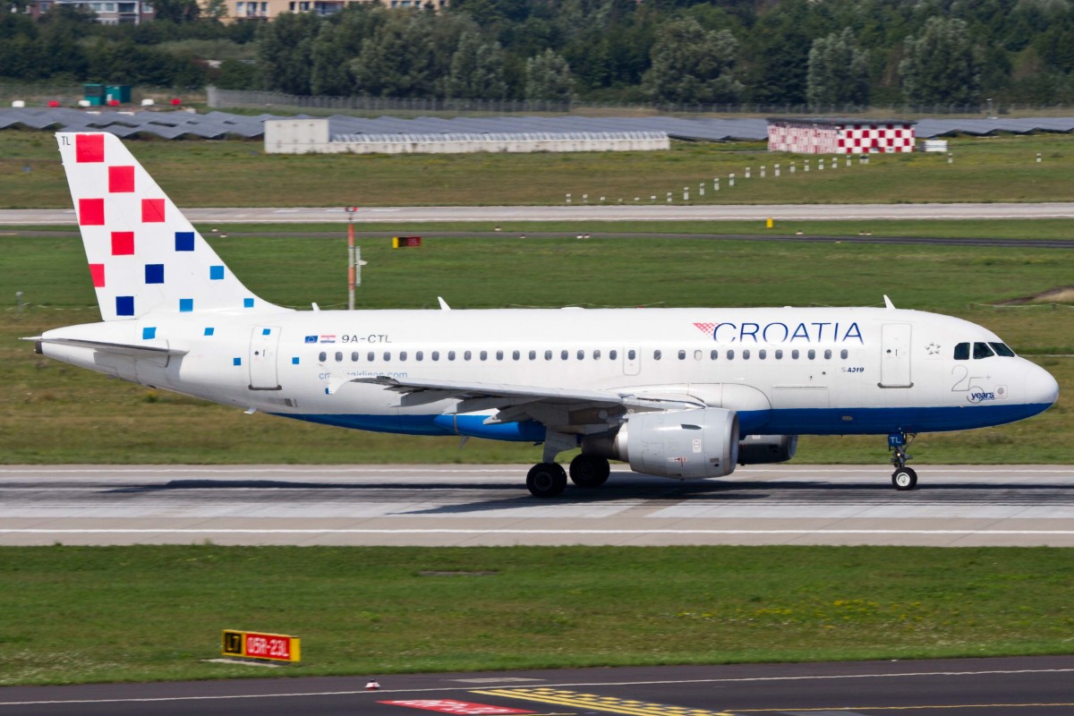 Croatia Airlines (OU-CTN), 9A-CTL  Pula , Airbus, A 319-112 (25-years godina - Sticker), 22.08.2015, DUS-EDDL, Düsseldorf, Germany  
