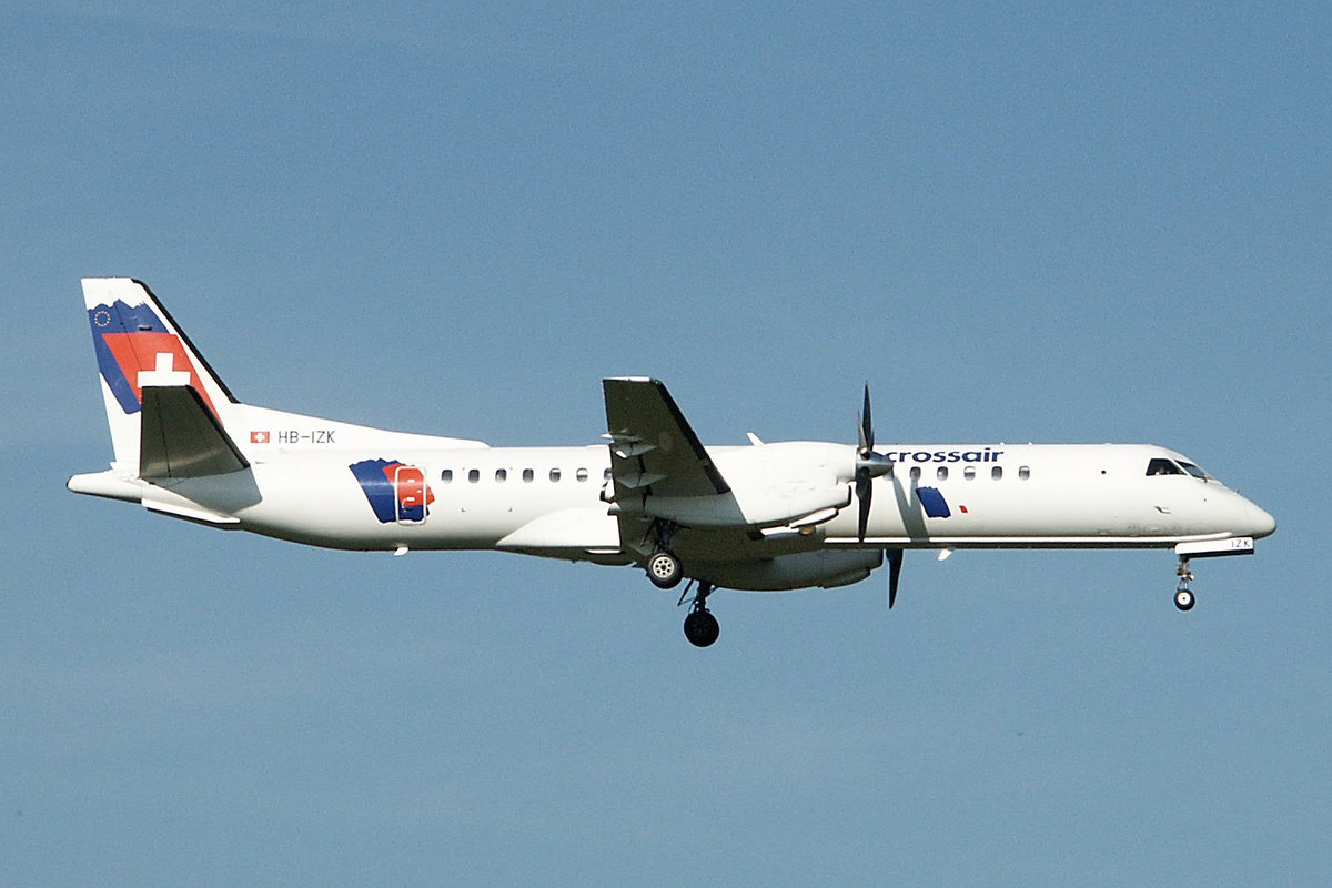 Crossair, HB-IZK, Saab 2000, September 2003, ZRH Zürich, Switzerland.
