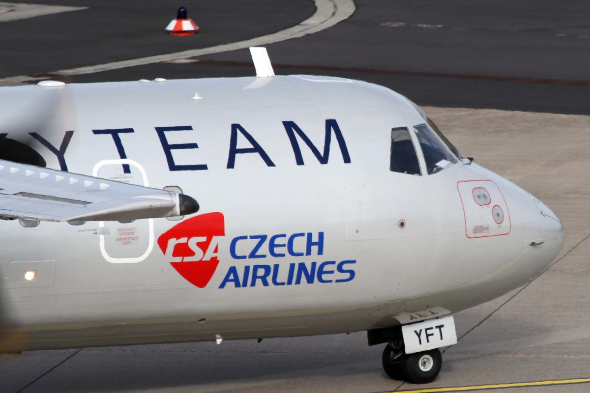 CSA Czech Airlines (OK/CSA), OK-YFT, ATR, 72-212 (Bug/Nose ~ Skyteam-Lackierung), 03.04.2015, DUS-EDDL, Düsseldorf, Germany