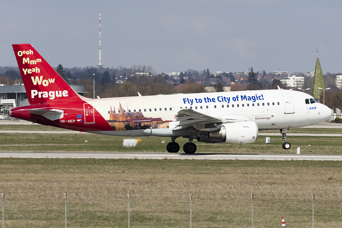 CSA (Eurowings), OK-NEP, Airbus, A319-112, 28.03.2019, STR, Stuttgart, Germany



