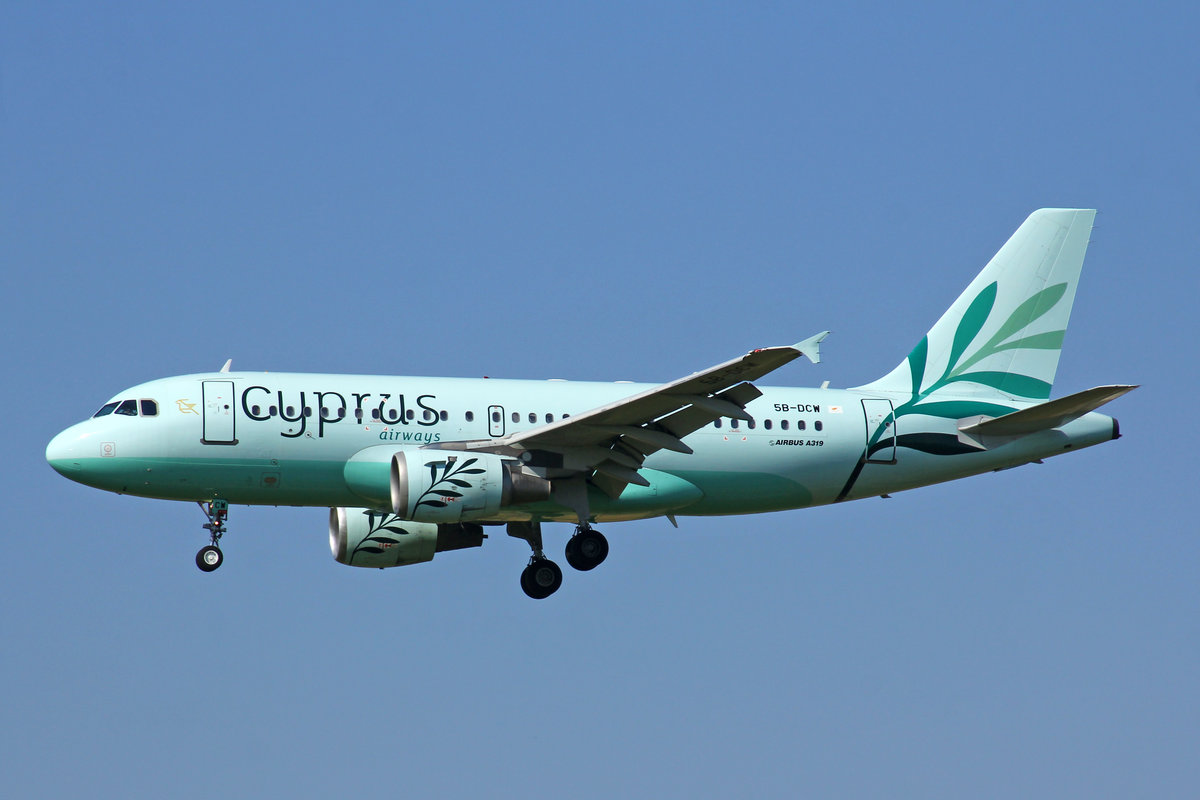 Cyprus Airways, 5B-DCW, Airbus A319-114, msn: 1129, 24.Juli 2019, ZRH Zürich, Switzerland.